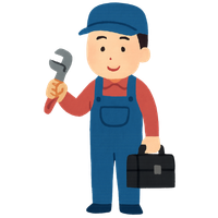 Cartoon illustration of an HVAC technician wearing a blue cap and overalls, holding a wrench and a black toolbox. This image conveys professional repair or maintenance work, fitting for business insurance quotes online content.